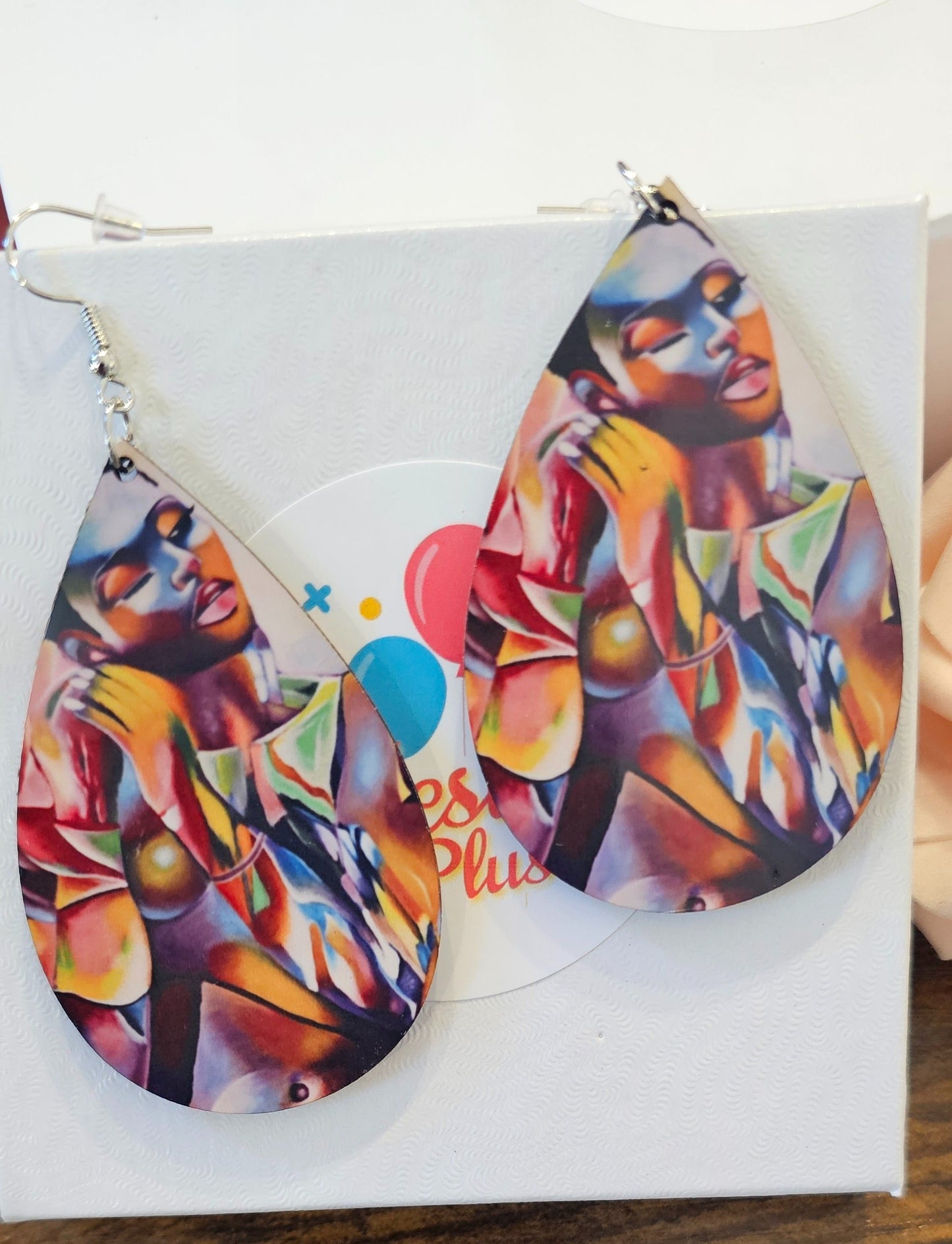 Teardrop Earrings – Artistic Woman Portrait Statement Jewelry