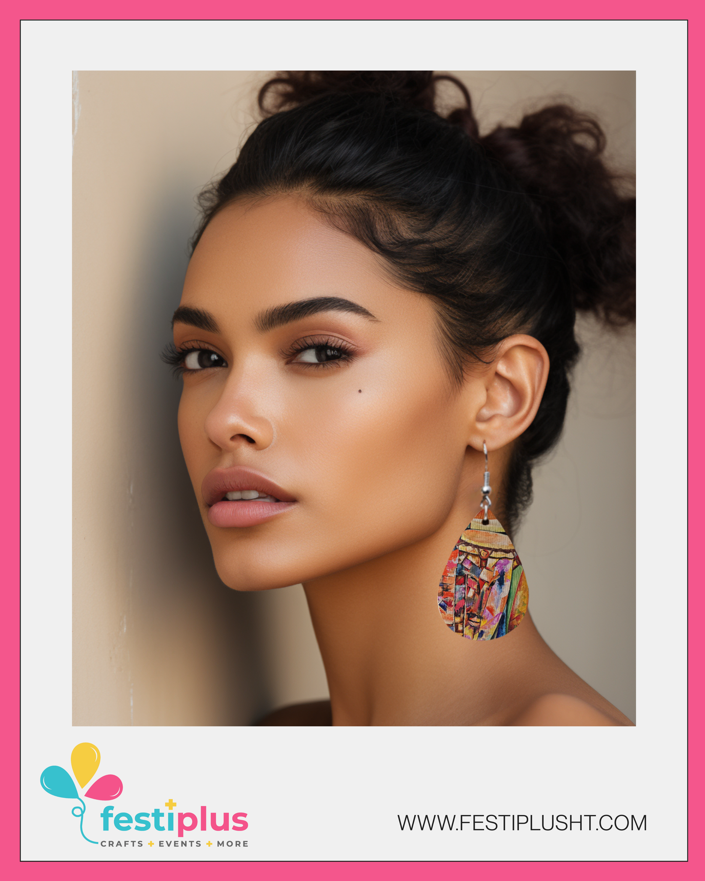 Haitian Tamboo Teardrop Earrings – Cultural Drum Art Statement Jewelry