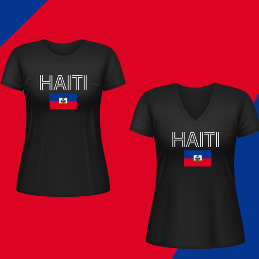 Women's Haiti Flag Graphic T-Shirt