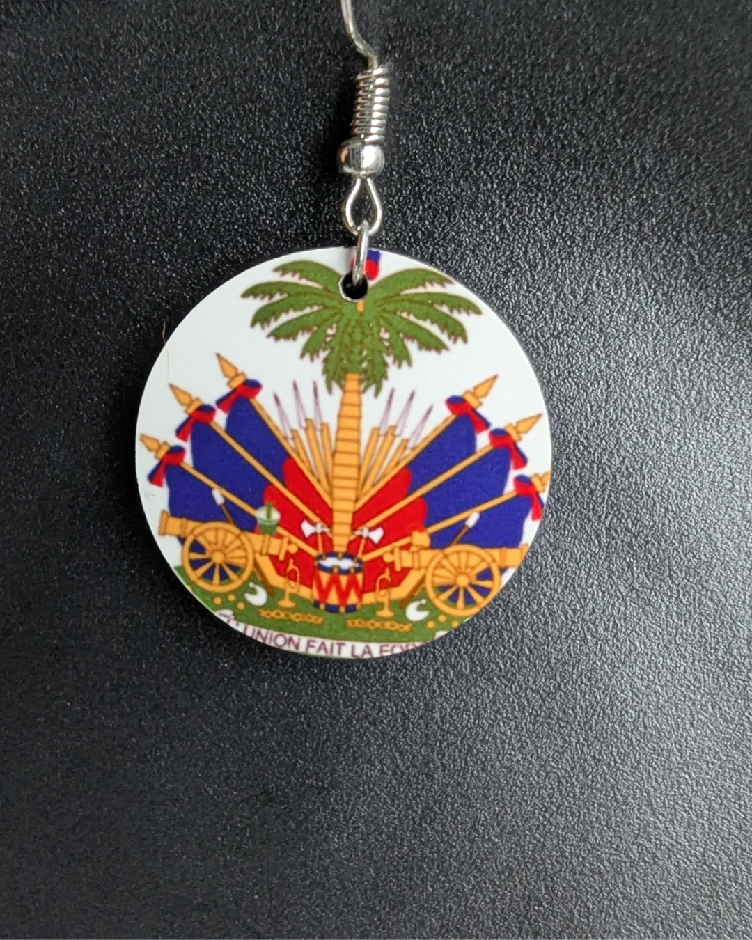 Haitian Coats of Arms Round Earrings