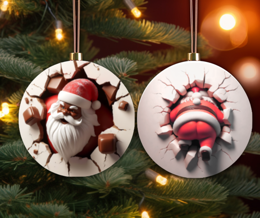 Black Santa Ceramic Ornament – Christmas Tree Decoration