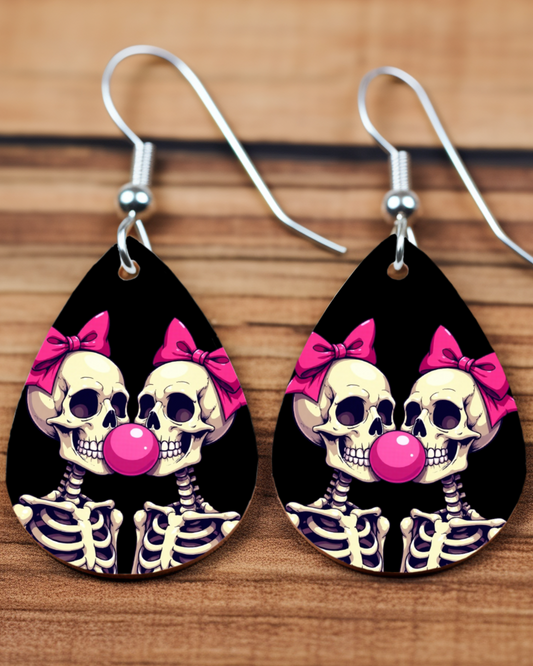 Valentine Skeletons Teardrop Earrings