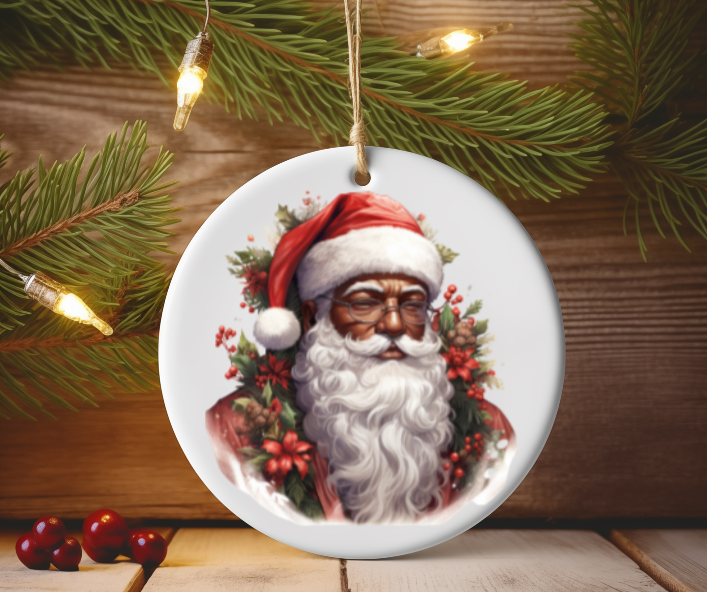 Black Santa Ceramic Ornament – Christmas Tree Decoration