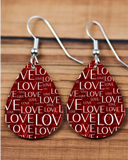 Valentine Teardrop Earrings - LOVE