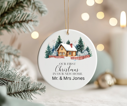 Personalized “My First Christmas in Our New Home” Ceramic Ornament 2025