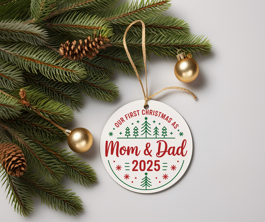 First Christmas as Mom and Dad Ceramic Ornament – Baby Keepsake