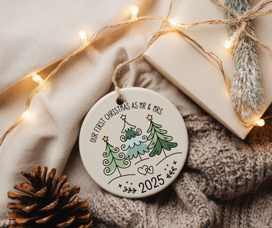 First Christmas as Mr. & Mrs. Ceramic Ornament