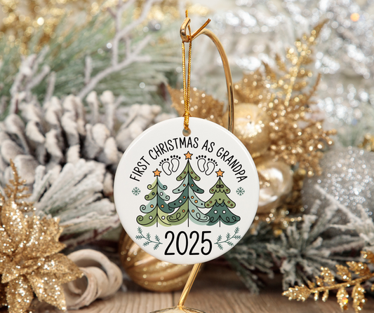 First Christmas as a Grandpa Ceramic Ornament