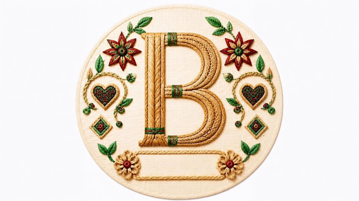 Letter B woven straw personalized monogram Christmas ornament