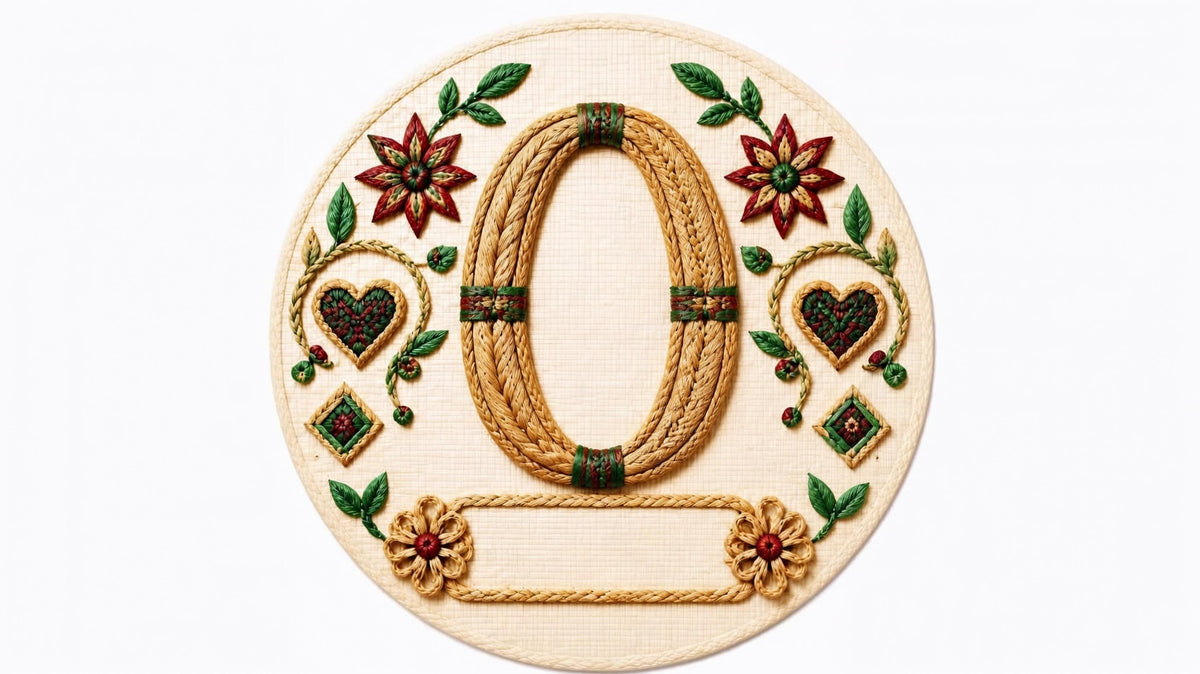 Letter O woven straw personalized monogram Christmas ornament