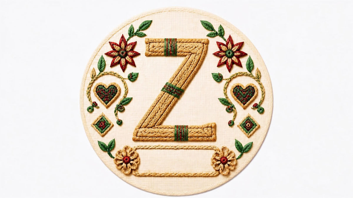 Letter Z woven straw personalized monogram Christmas ornament