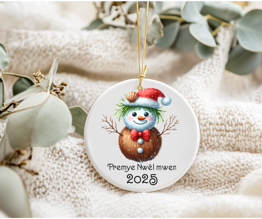 “Premye Nwèl Mwen 2025” Ceramic Ornament – My First Christmas 2025 Keepsake