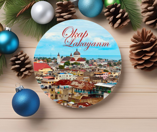 Okap Lakayanm Ceramic Ornament – Cap-Haïtien Cathedral View Christmas Tree Decoration