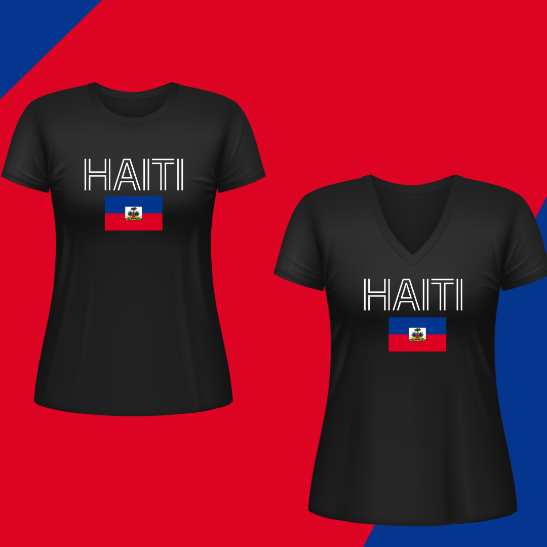 Women's Haiti Flag Graphic T-Shirt