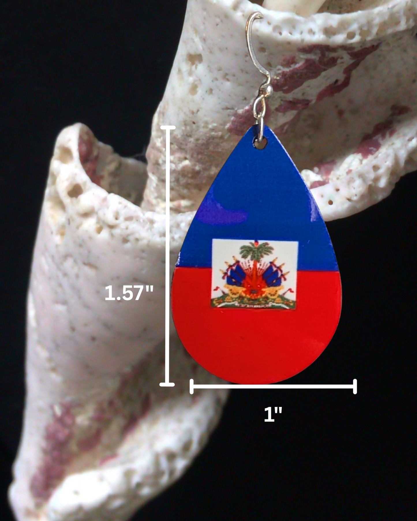 Haitian Flag Teardrop Small Earrings – Haitian Pride Statement Jewelry