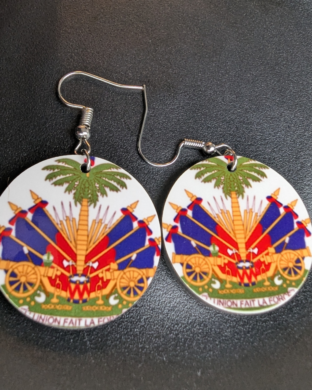 Haitian Coats of Arms Round Earrings