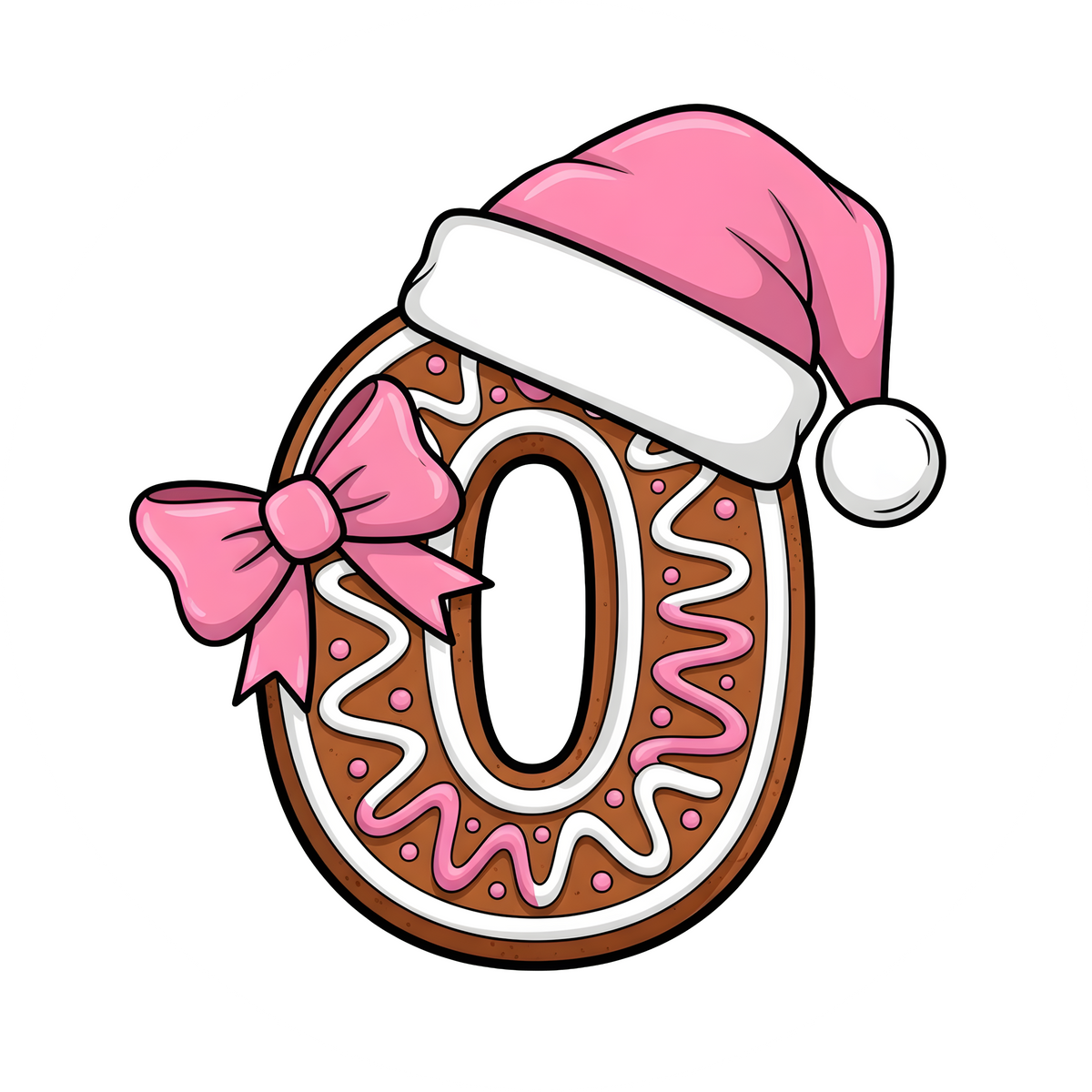 Letter O pink gingerbread personalized monogram Christmas ornament