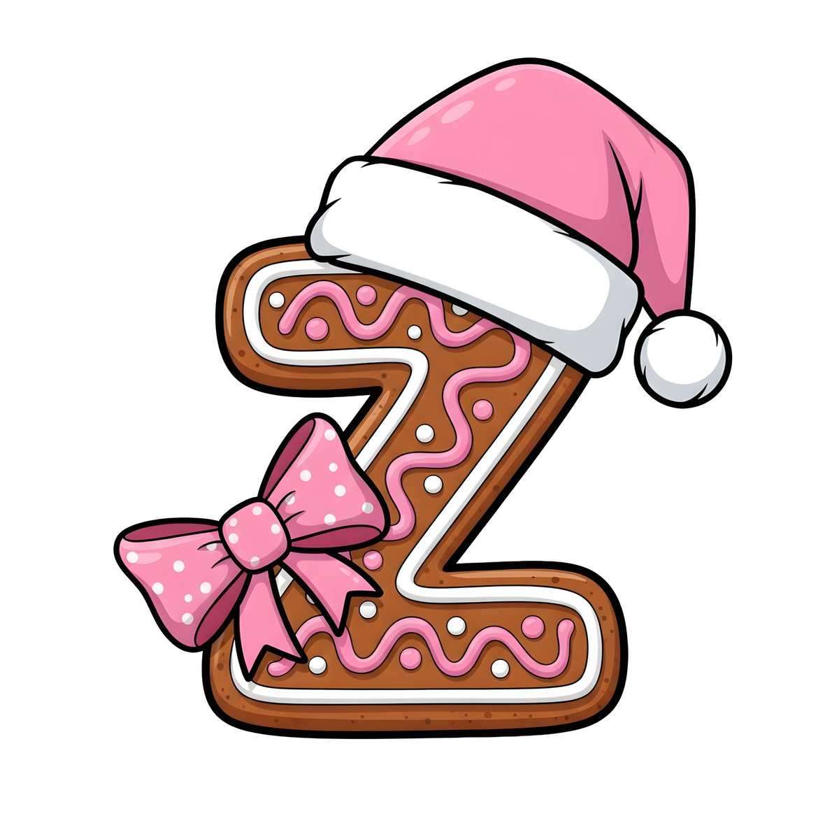 Letter Z pink gingerbread personalized monogram Christmas ornament